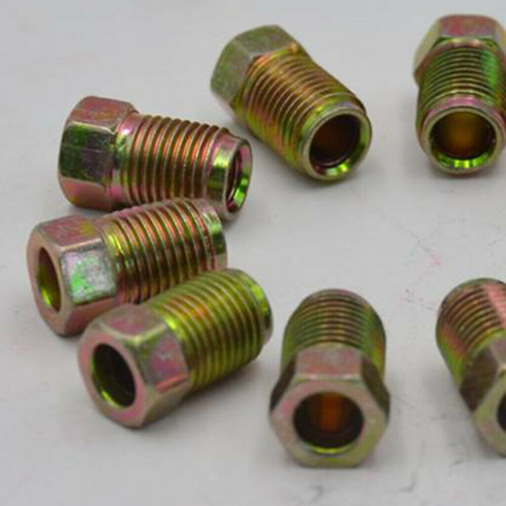 10x 10mmx1mm Hollow Male Brake Pipe Screw Nuts for 3/16'' Braking Steel Tube