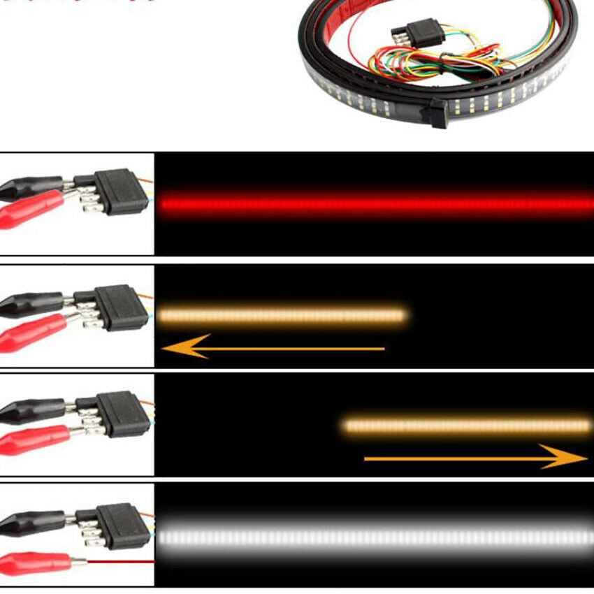 60" Trunk Tailgate 3-Row LED Light Bar For Reverse Brake Turn Signal Tail