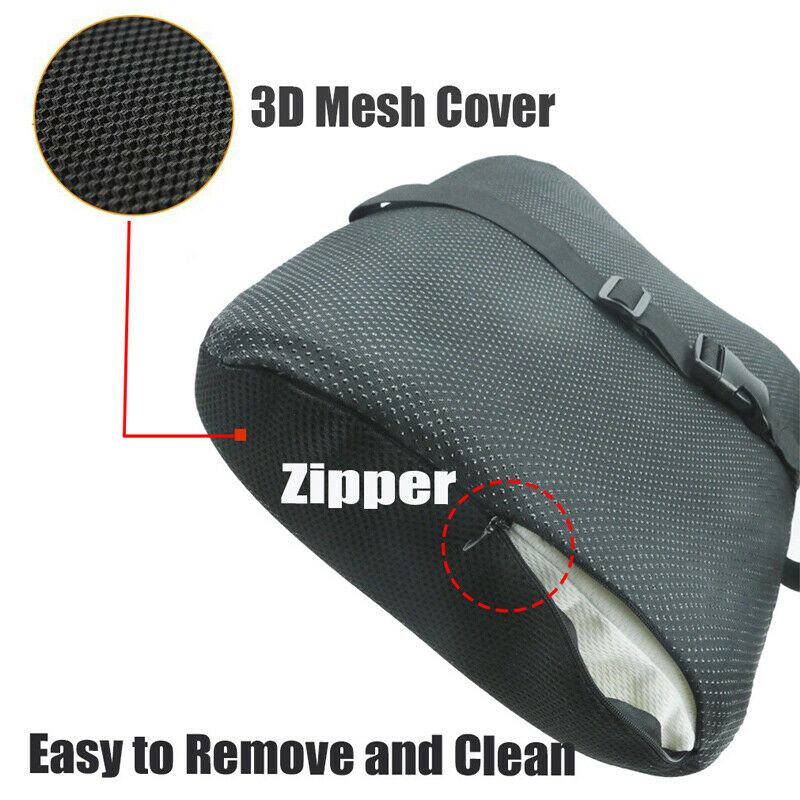 1x Soft Memory Foam Seat Chair Lumbar Back Support Cushion Office Home Car Black