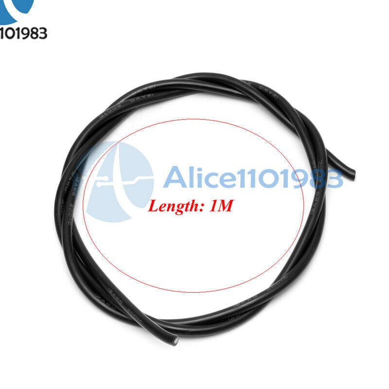12 AWG Gauge Wire Silicone Flexible Copper Stranded Cables For RC Black + Red