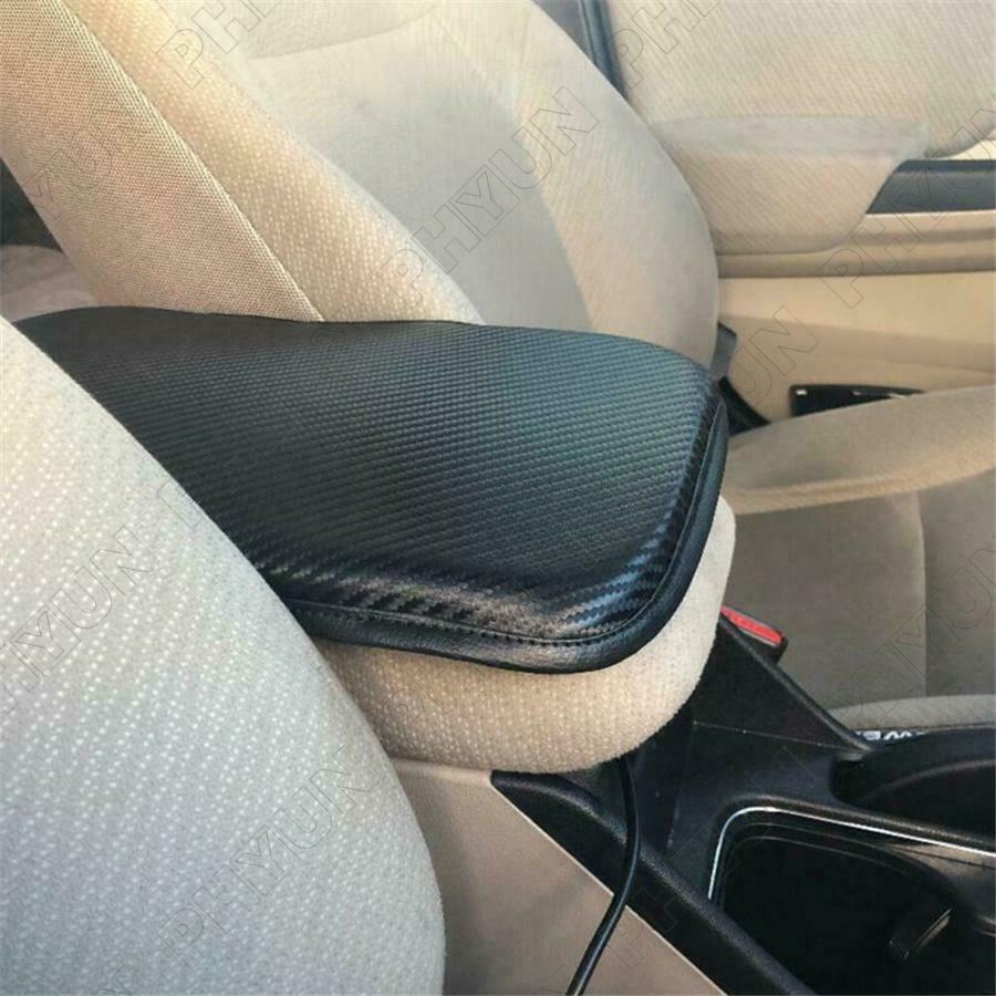 Black PU Leather Car Center Console Mat Cover Protector Accessories Armrest Pad