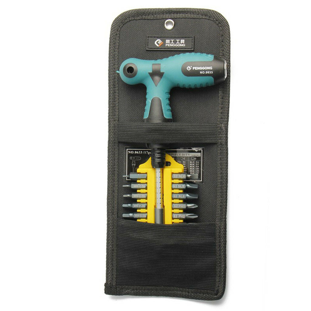17Pcs Ratcheting Screwdriver Socket Bit Holder Nutdriver Hand Repair Tools