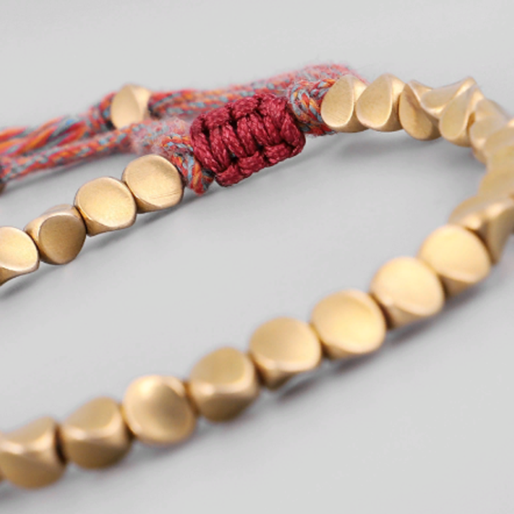 Handmade Tibetan Buddhist Braided Cotton Copper Beads Lucky Rope Bracelet US