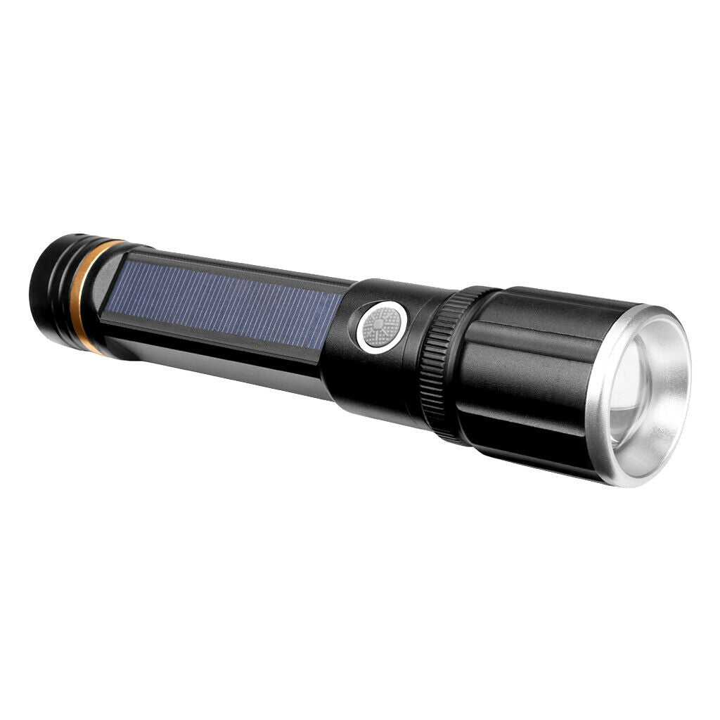 Portable Solar Powered LED Flashlight Safety Torch Light Survival Tool Light -
