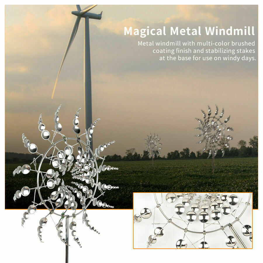 Metal Garden Wind Spinner Stake Windmill Lawn Pinwheels Home Garden Patio Decor