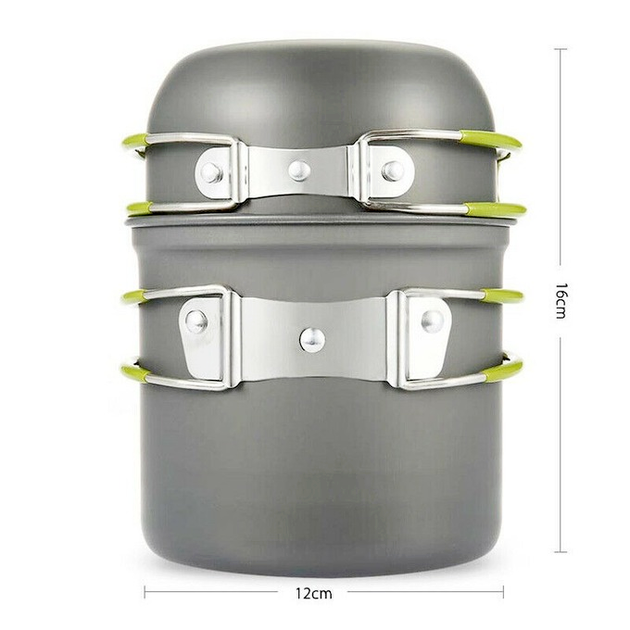 Bowl Pot Pan Outdoor Stove Set Portable Camping Cooking Picnic Hiking Cookware