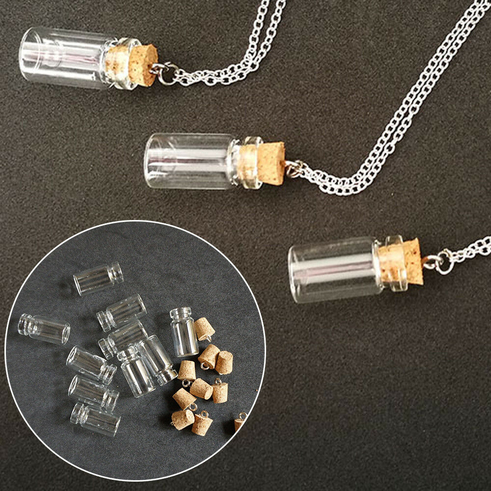10pcs Mini Perfume Bottle Small Bottle Oil Container Necklace Accessory Simple