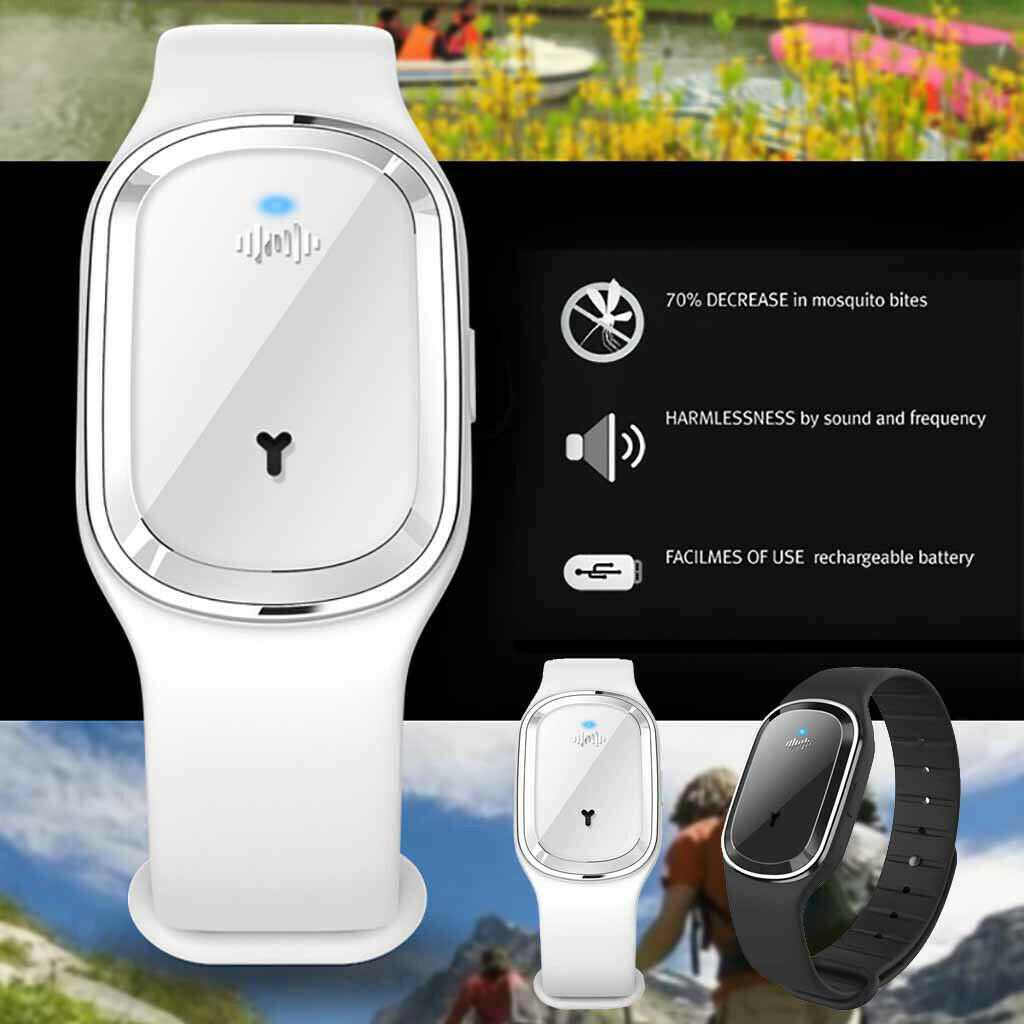 Physical Ultrasonic Electronic Mosquito Repellent Bracelet Black