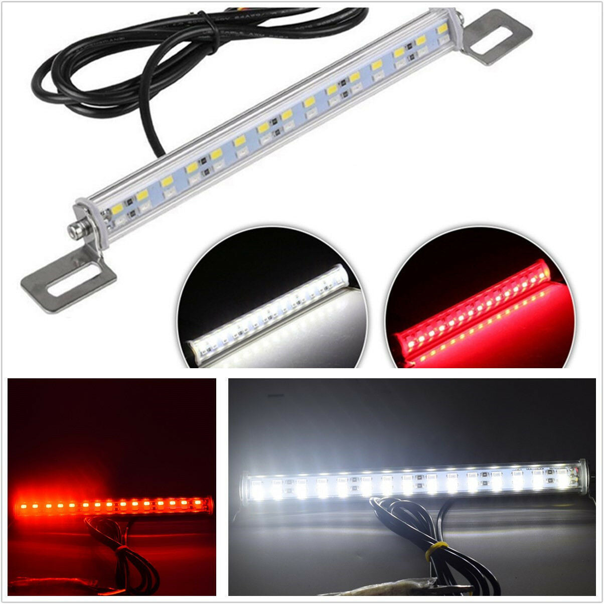 30 LED Car License Plate Backup Reverse Brake Rear Light Lamp Bar Red+White