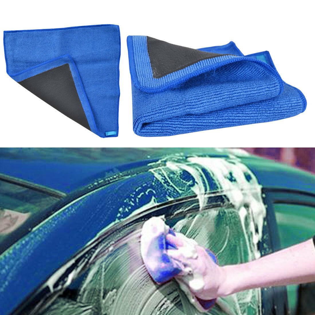 1x Car Detailing Wash Towel Clay Towel Microfiber Sponge Magic Clay Mitt Glove