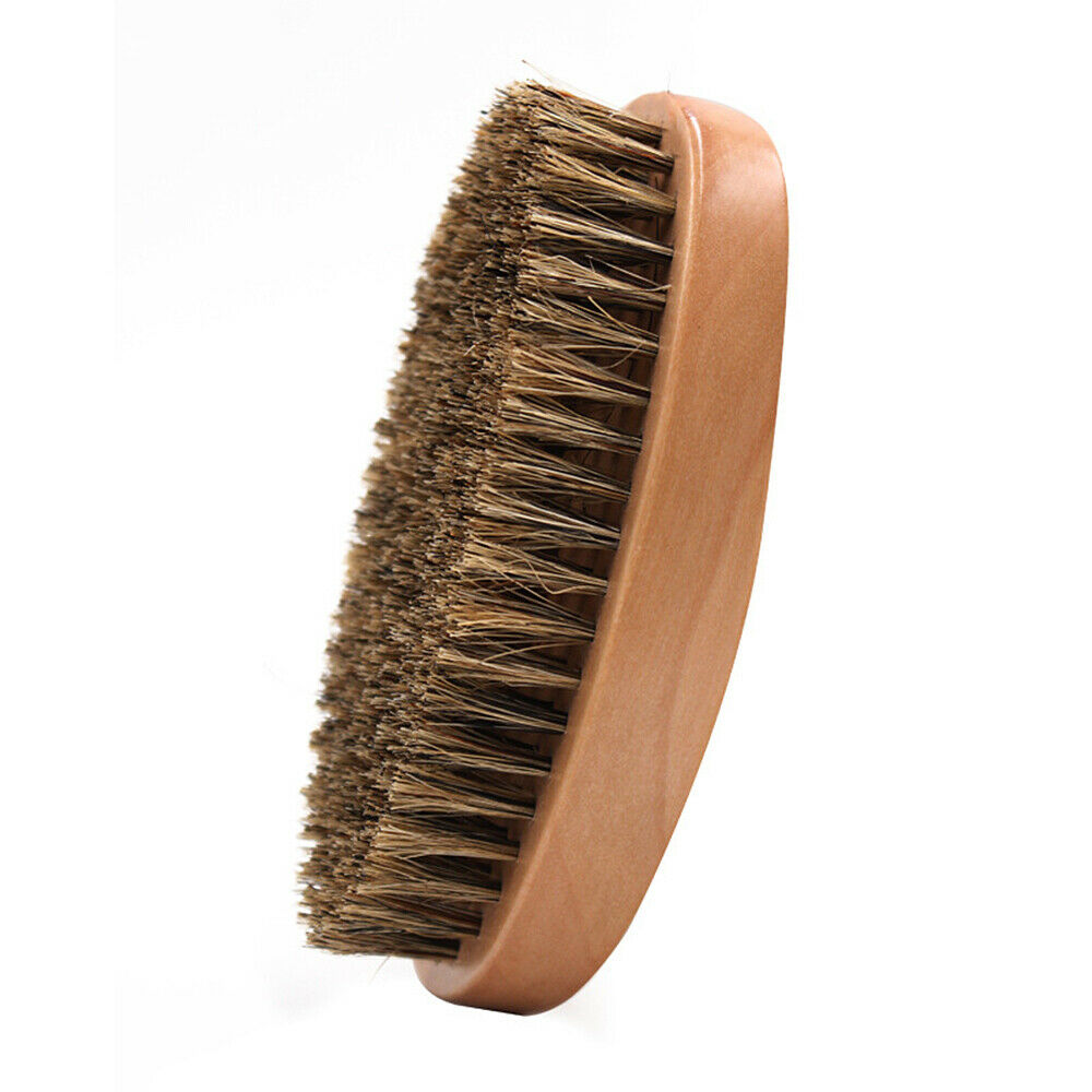 Wooden Oval Bristles Brush Mens Beard Brush Mustache Hair Styling Grooming Tool