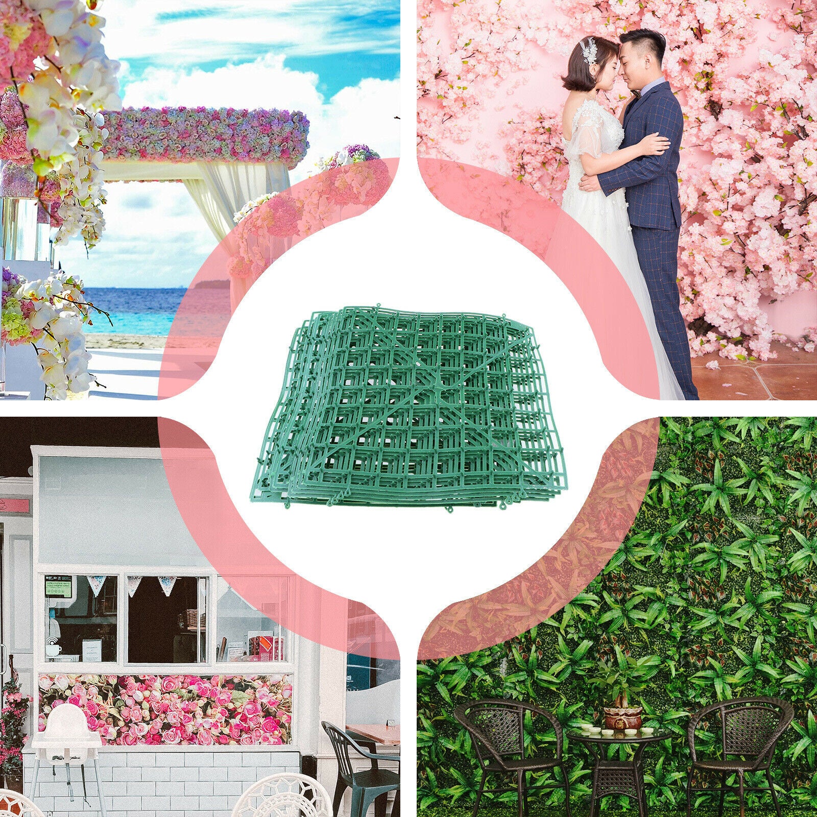 10Pcs Plastic Flower Panels Racks Flower Wall Supplies Bracket Floral Decor
