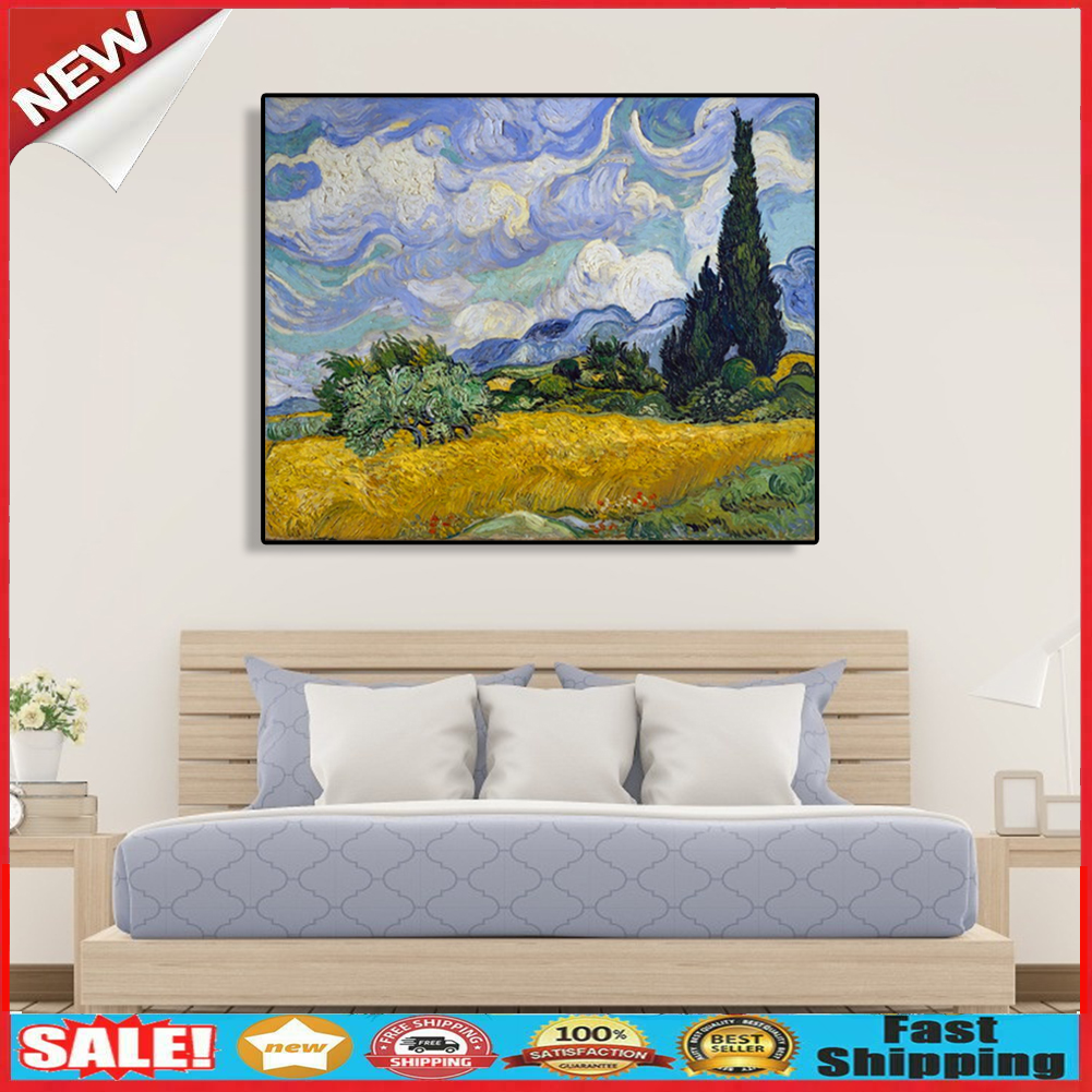 Painting By Numbers Kit DIY White Clouds Canvas Oil Art Picture Home Decor @