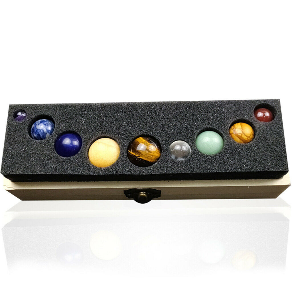9 Planets Crystal Sphere Balls Gemstones Feng Shui Decor Gift Collection