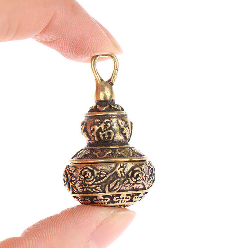Brass Gourd Lucky Car Key Chain Pendants Pill Box Medicine Case Container.l8