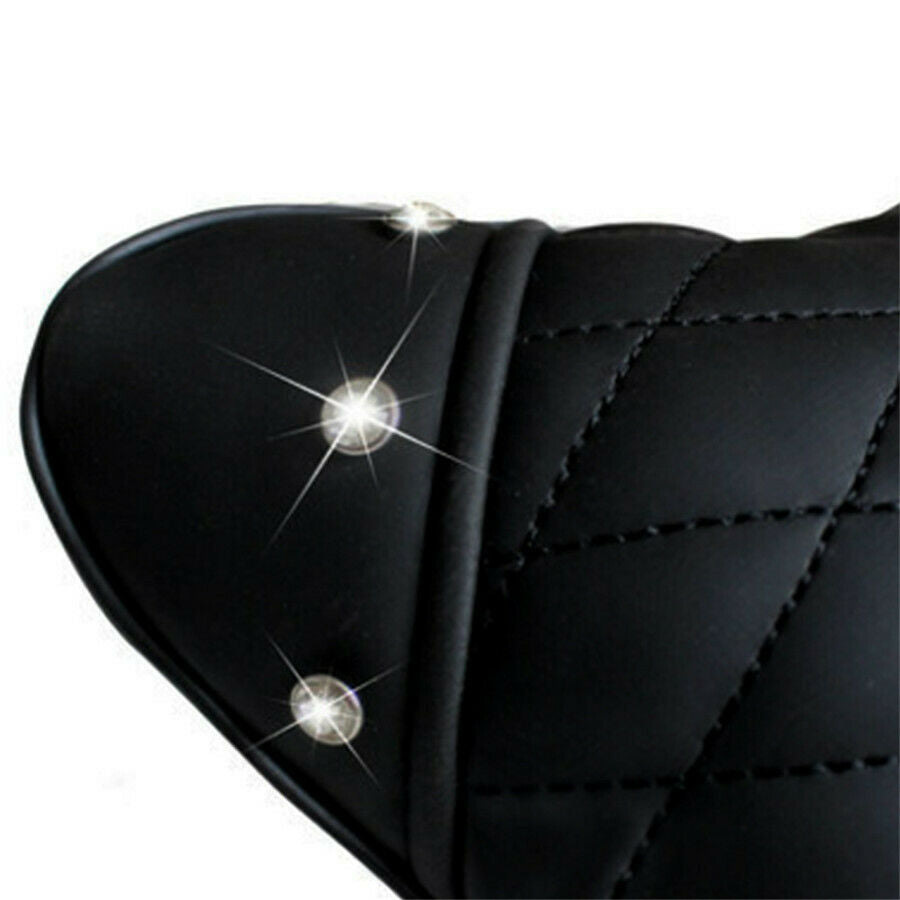 Mosaic water-diamond Car Headrest Pillow PU Leather Stretch pillow for Women