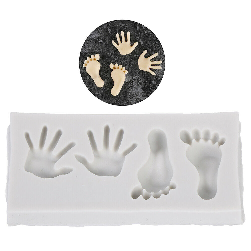Mini Feet Hand Shaped Silicone Cake Mold Baby Fondant Cake Decorating Bak.l8