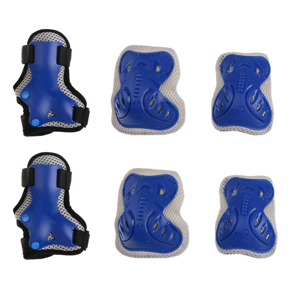 Outdoor Children Knee Elbow Wrist Pads Protection Gear Blue S for Age 3-8