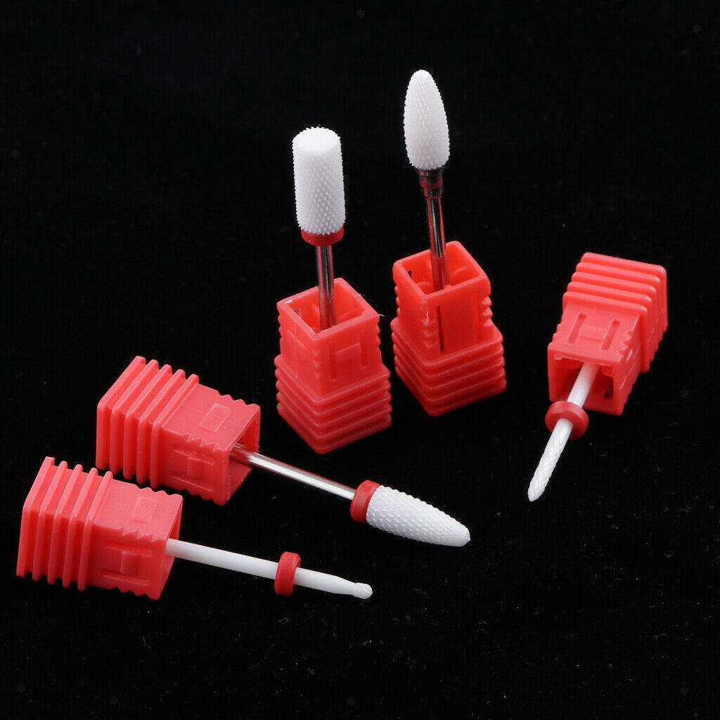 5x Ceramic Nail Drill Bits Set 3/32 "Sanding Polishing Bit