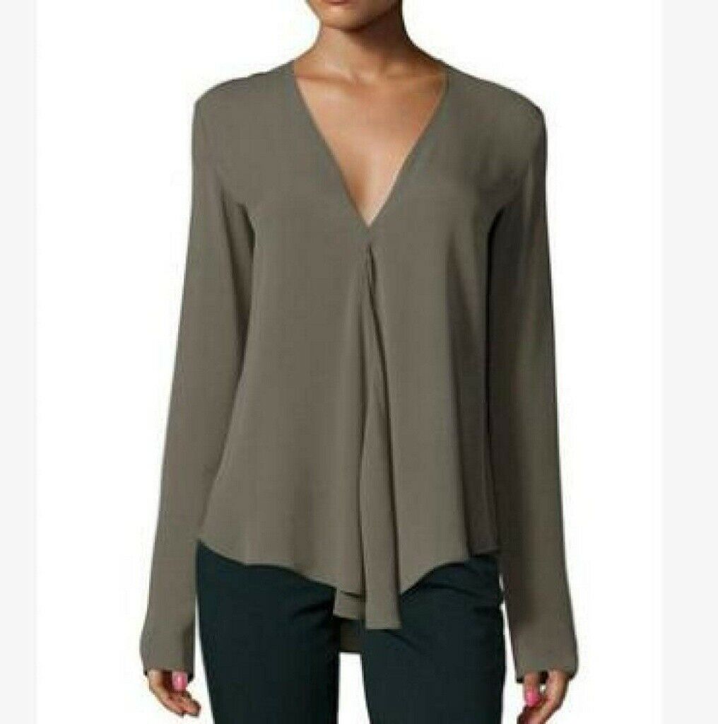 Women Summer V-neck Long Sleeve Casual T Shirt Tops Blouse Chiffon Shirt