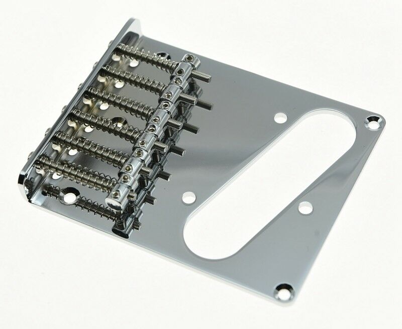 Tele Style Single Coil Guitar Bridge with 6 Barrel Saddles for Telecaster Chrome