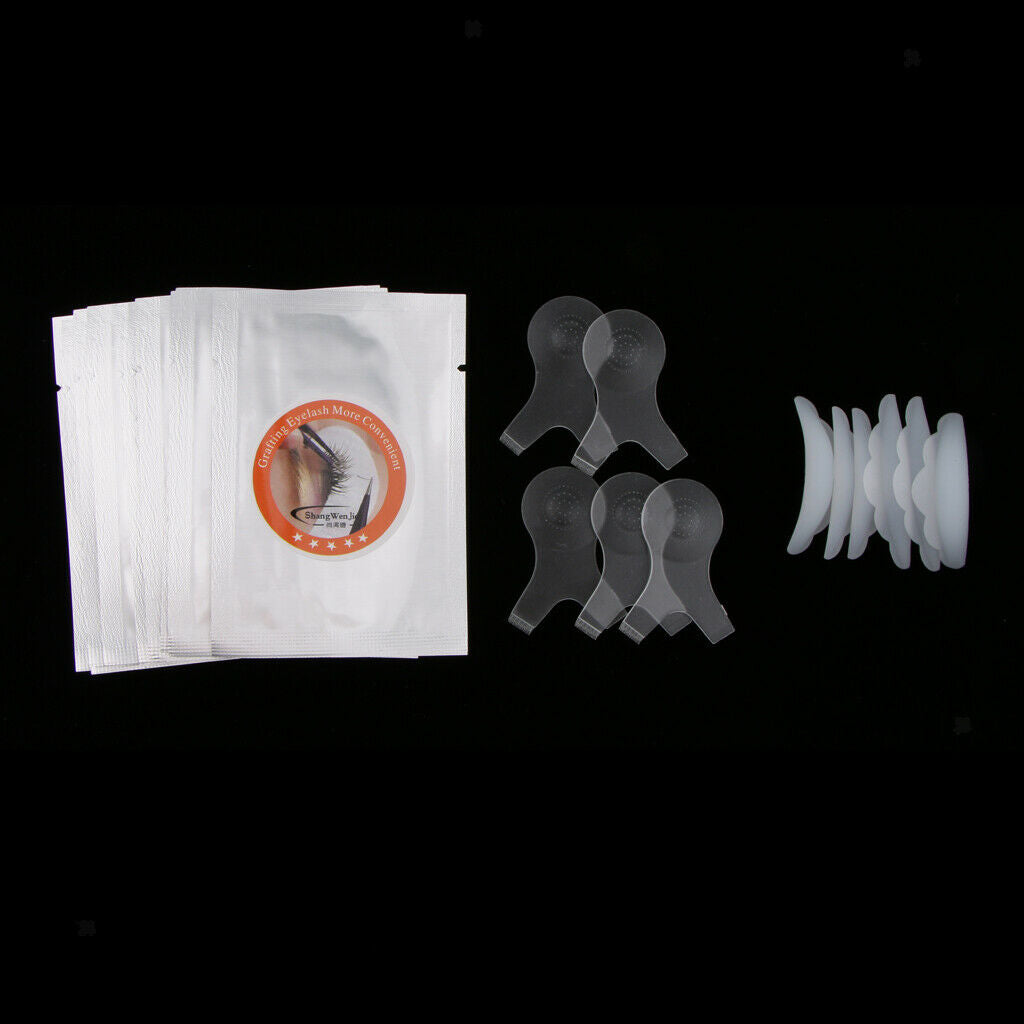 3 Pairs Silicone Eyelash Pads 5pcs Y Shape Eyelash Brush & 10 Pairs Eye Pads
