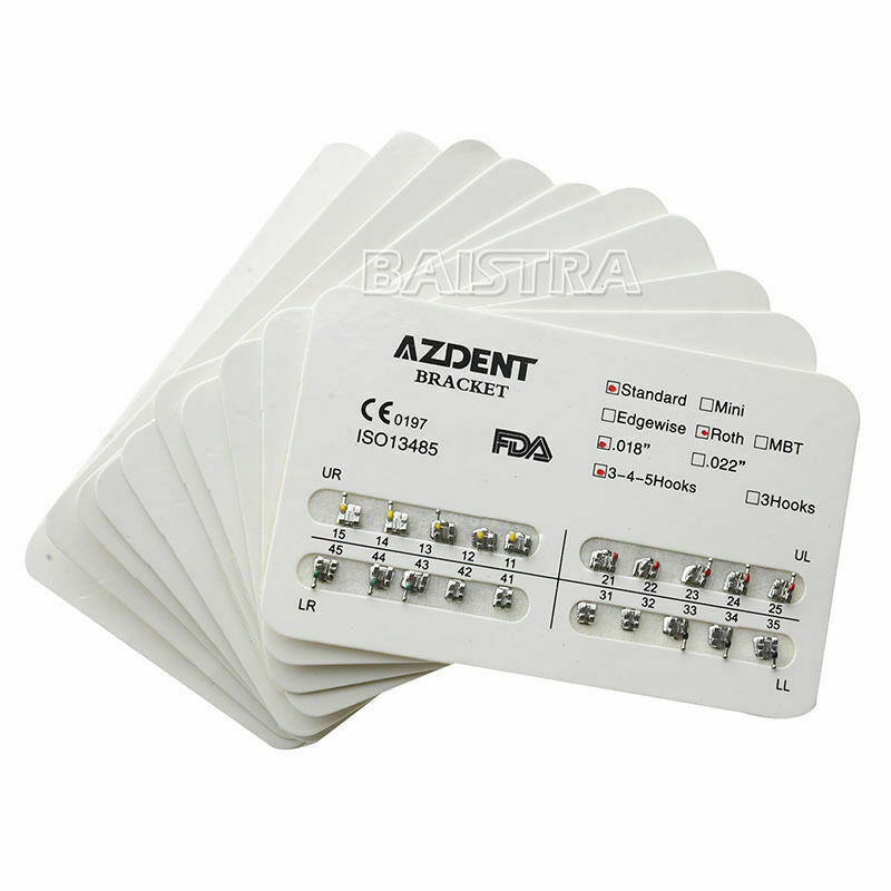 20 Pack Orthodontic Metal Bracket Dental Roth Slot.018 Standard Hooks 345 AZDENT