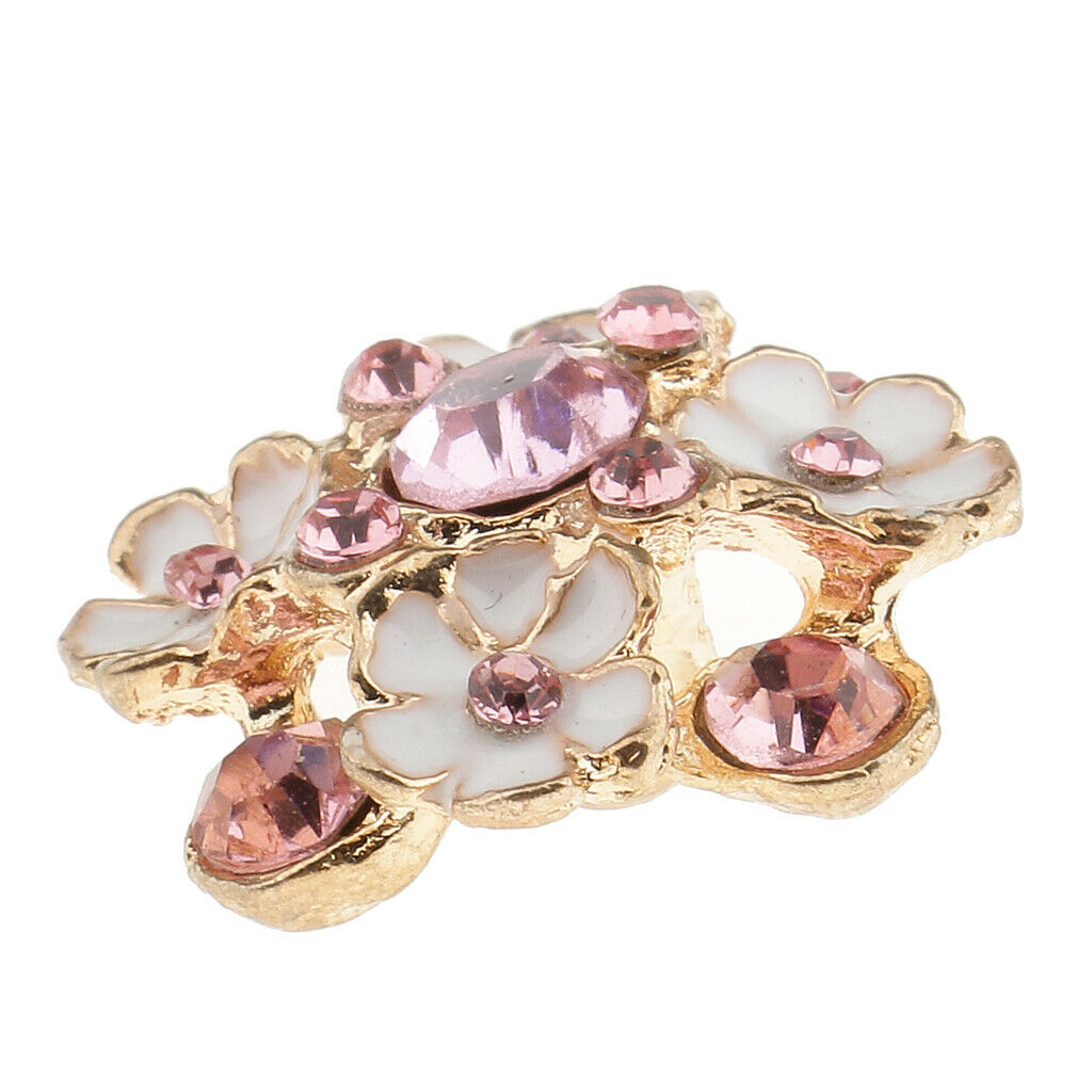 5Pcs Crystal Flower Buttons Flat Back Embellishments for Sewing Decorations