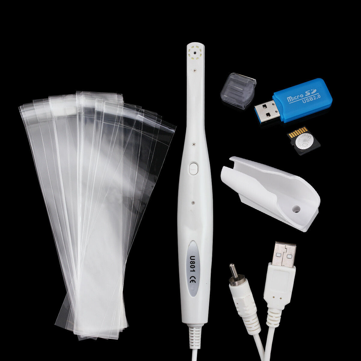2X SolarCam Dental CMOS 1/4 Intraoral Oral Camera 8 LED U801 TV/AV 16GB