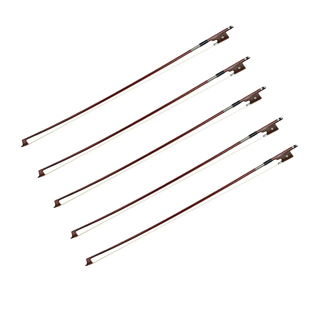 5 Pieces 4/4 Full Size Violin Bows Bright Sound for Students Beginners Kids