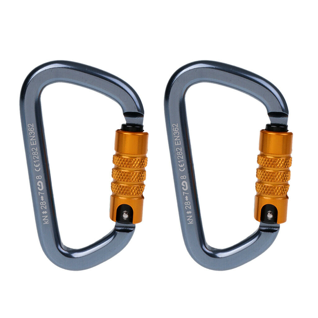 2Pcs D Shape Carabiner Auto Locking Spring Gate Keychain Karabiner for Gears