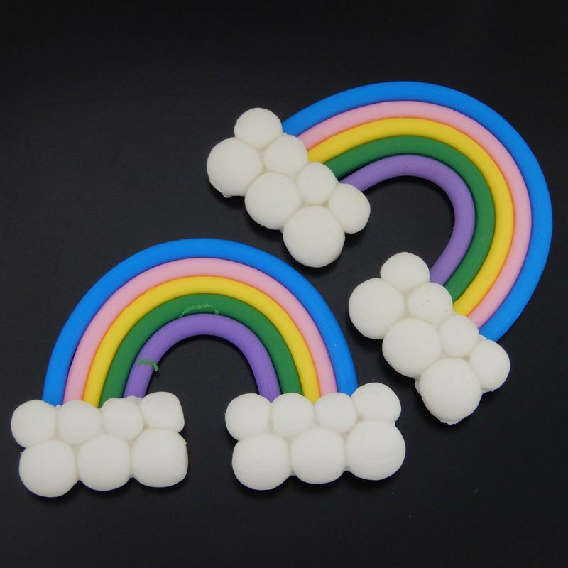 12 pcs Clay Rainbow Cabochons Flat Back Embellishments Craft Making Art Decors