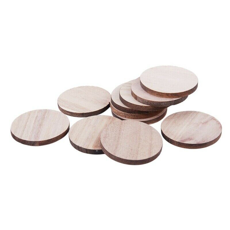 10 x Wooden Circle Shapes, Plain Wood Craft Tags 50mm (5cm) V3T5