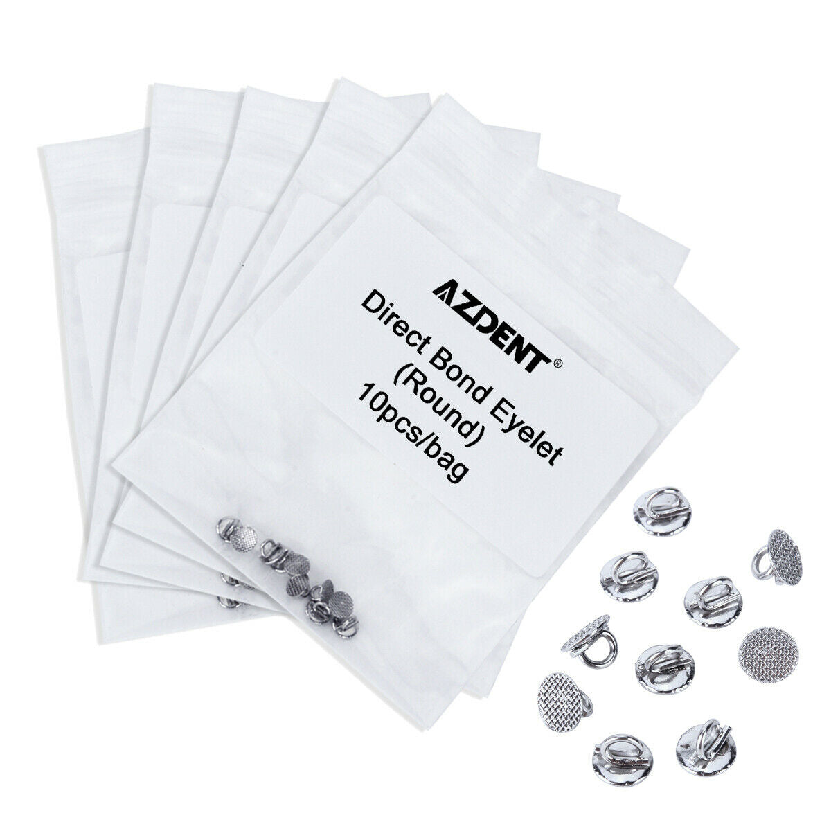 20 X Dental Ortho Direct Bond Eyelets Crimpable Hook Lingual Buttons Round Base