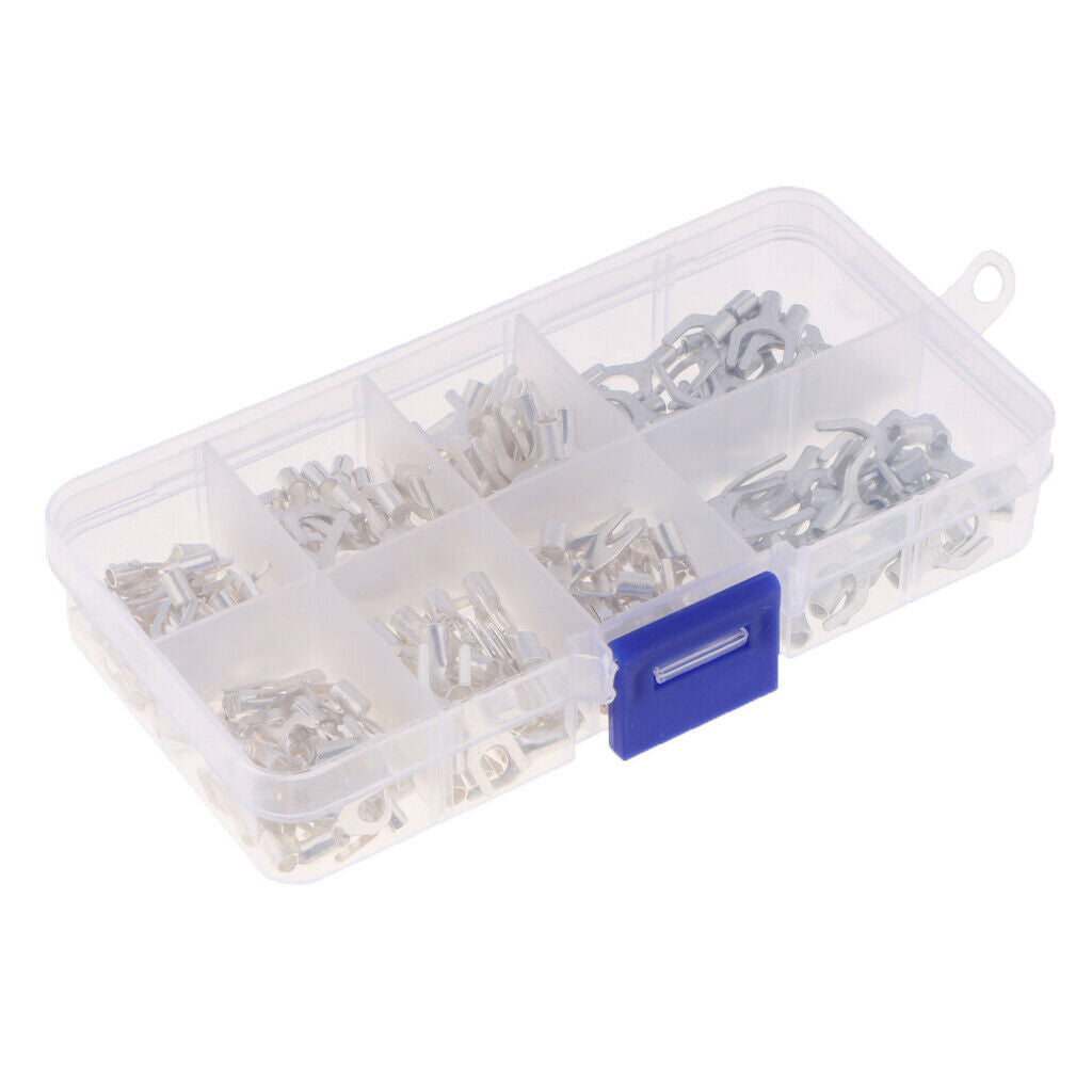 240PCS Non-Insulated Ring U-type Female Terminals Cable Wire Connector Kit