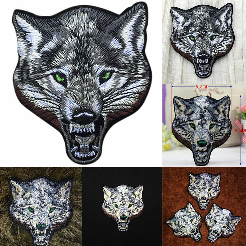 Animal wolf head iron on patches Sewon embroidered patch motif applique!e.l8