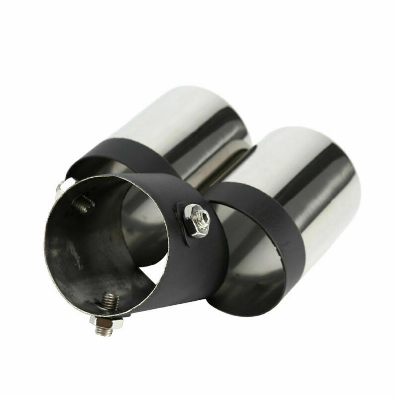 Stainless Steel Bend Car Exhaust Pipe Chrome Muffler Tip Tails Y-Pipe Dual Pipes