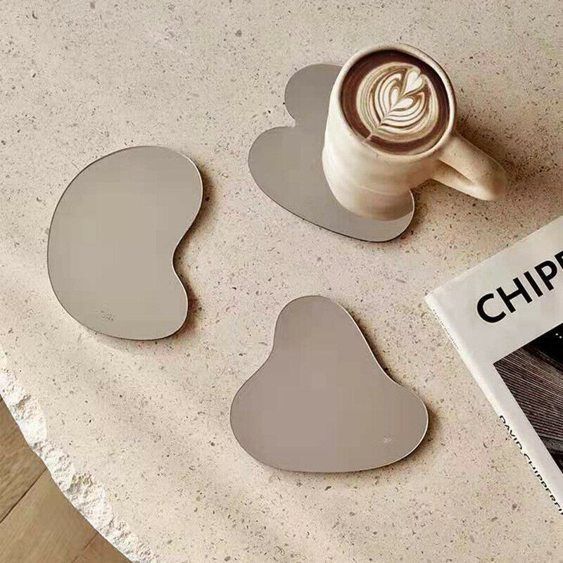 Nordic Acrylic Irregular Mirror Drink Coaster Set Heat Resistant Mat Cup  Gf SJ