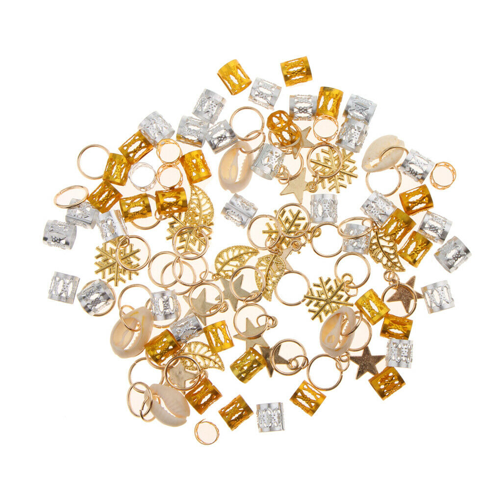 84x Mixed Shell Star Dreadlock Beads Hair Braid Rings Braiding Accessories