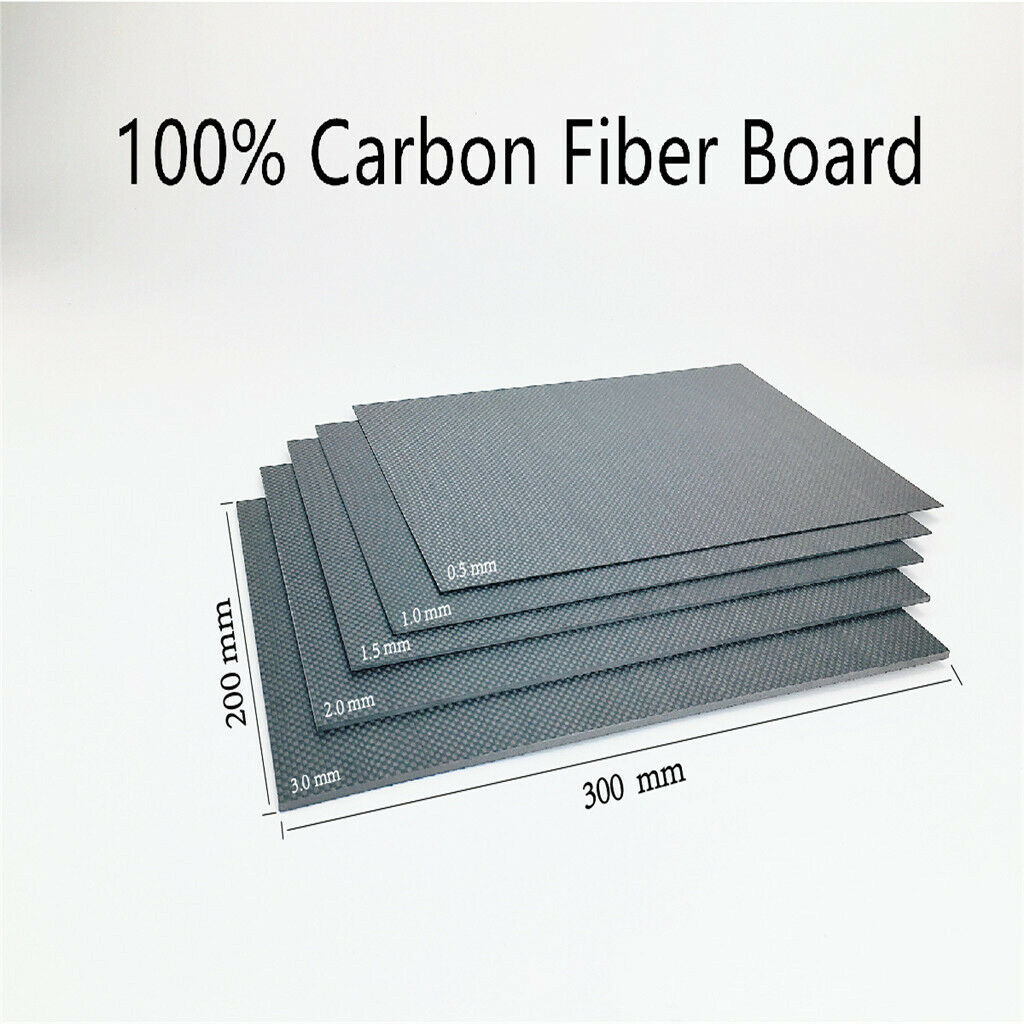 Black 100% Carbon Fiber Plate Panel 200x300mm 0.5-3.0mm Matte 200x300x1.5mm