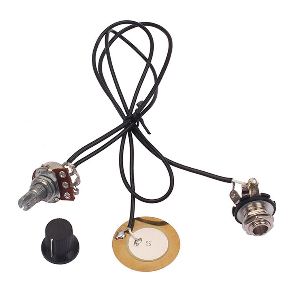 1 Set Piezo Pickup Wiring Kit Transducer Volume Knob for Instrument Parts