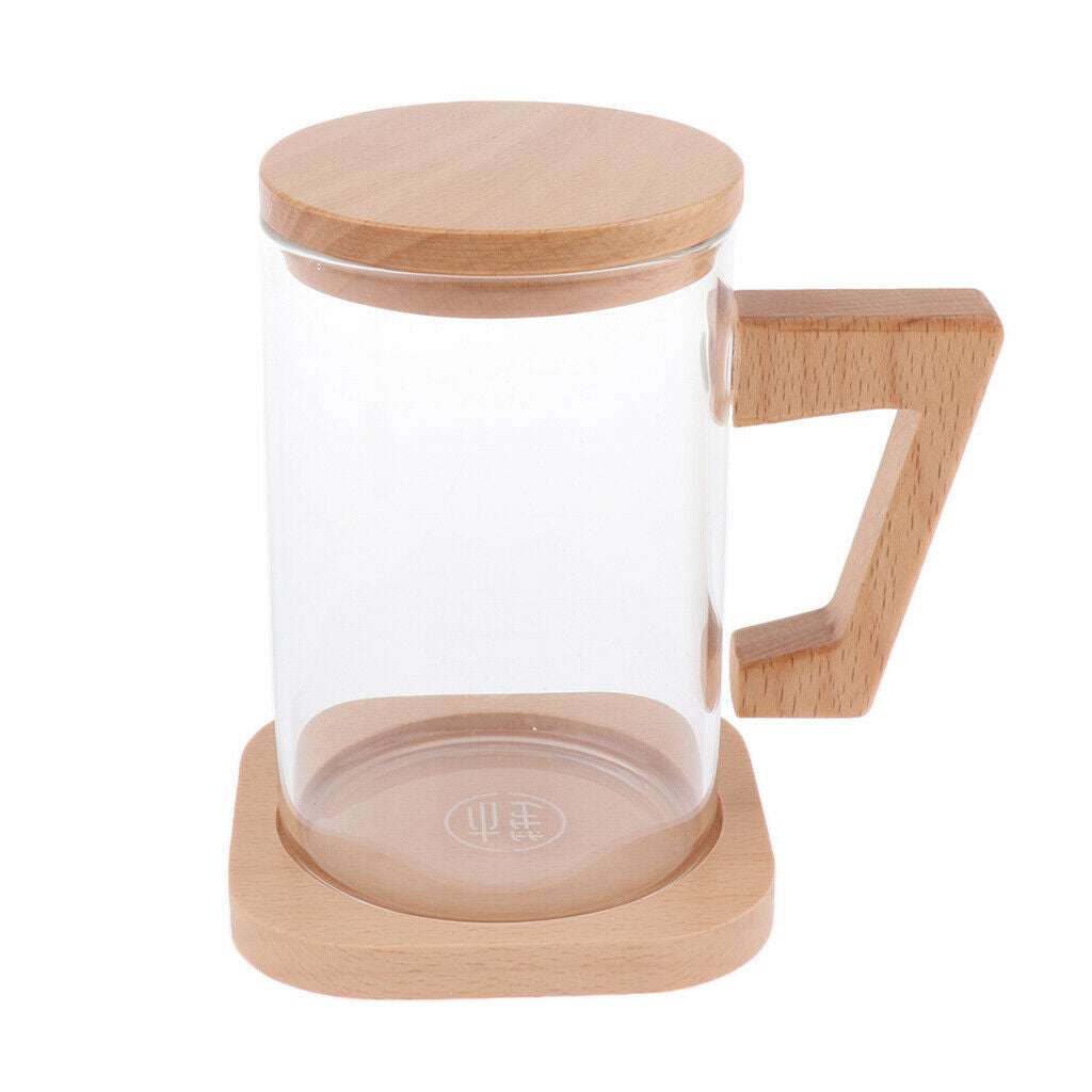 Glass Cup Handmade Coffee Tea Beer Juice Milk Mug Drink  Type2 Ligth Wooden