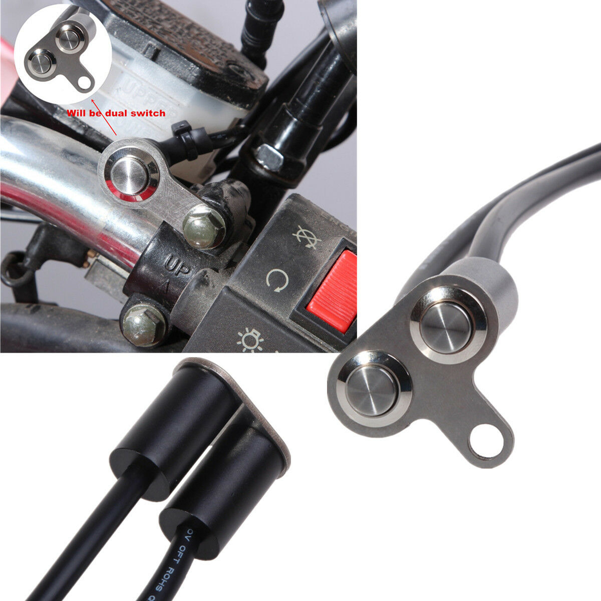 Dual Button Self-Lock &Instantaneous Switch for Lights, Horn, Engine Kill Start