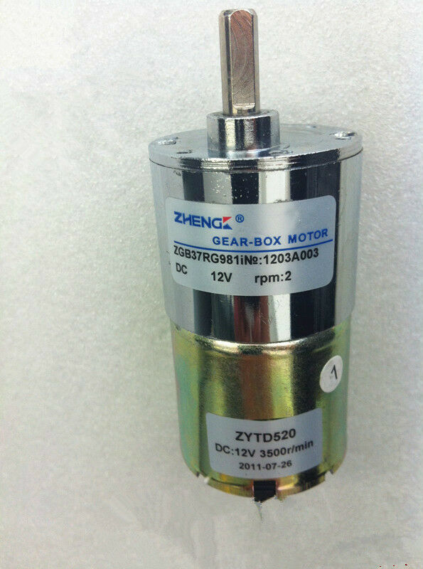 ZGB37RG DC 12V 6mm Shaft Dia 2RPM Output Speed DC Geared Box Motor DIY robot