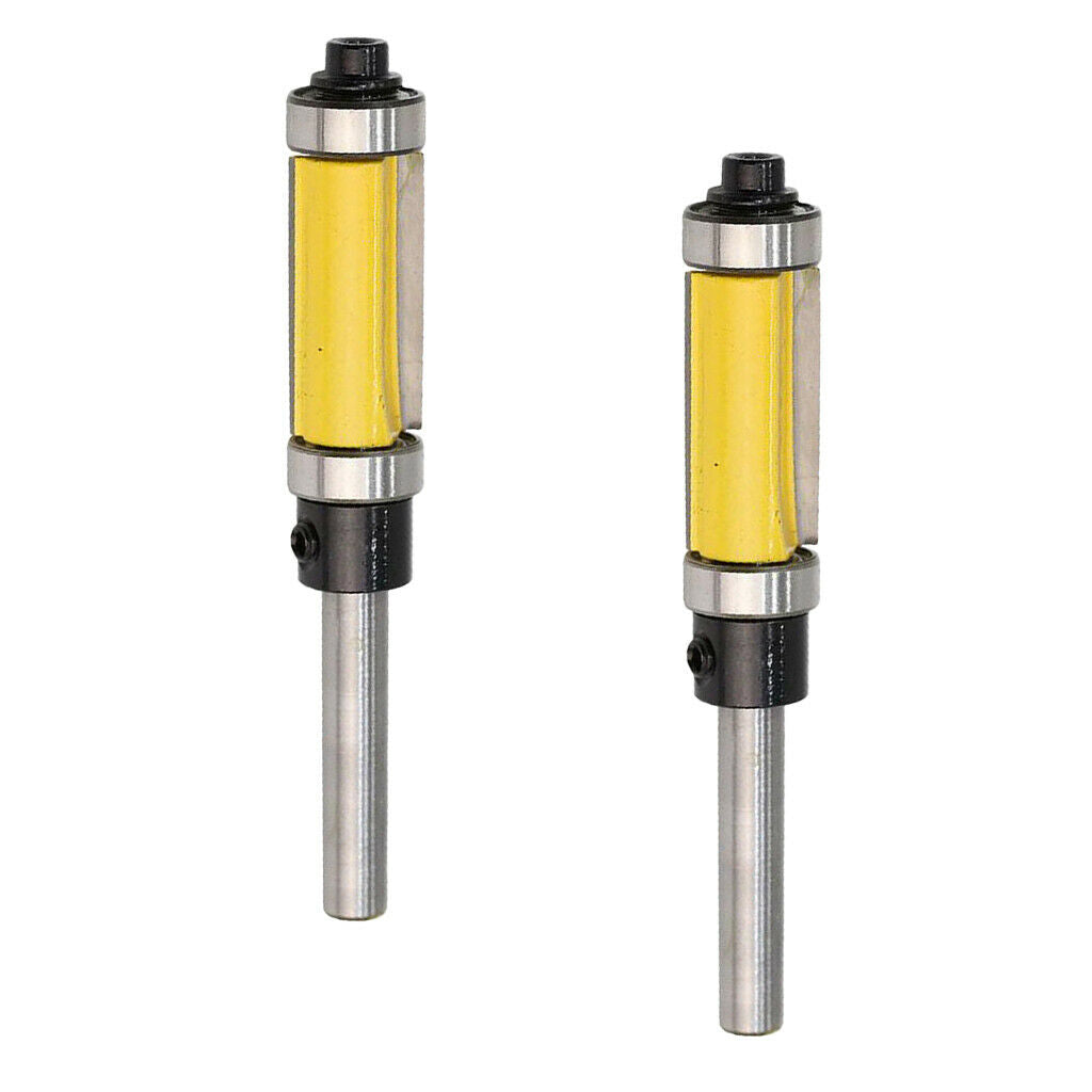 2pcs 1/4 '' Bearing Top And Bottom Bearing Flush Trim Router Bit