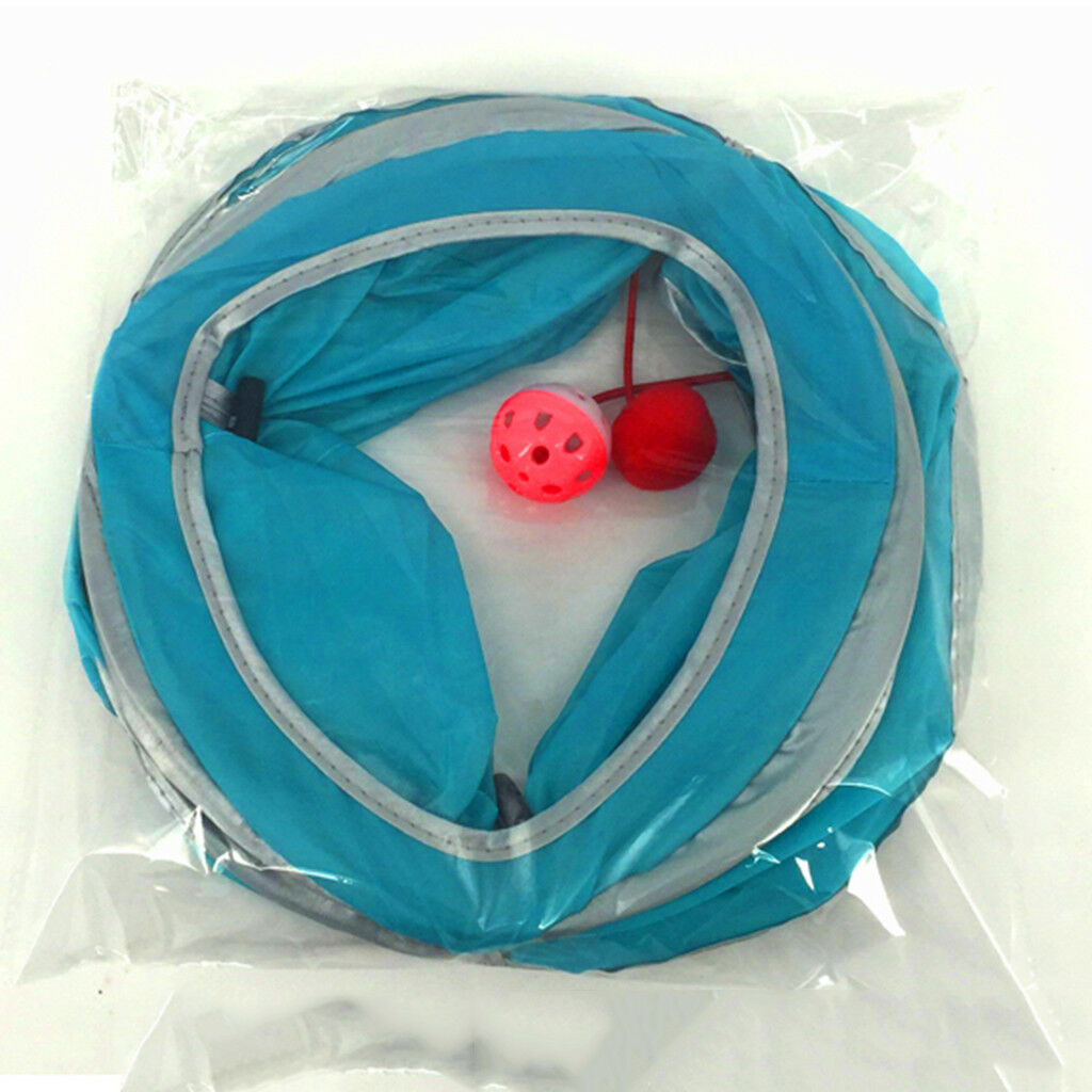 Fold up Cat Tunnel Stripe Tent Tube Button Connection Exercise Blue