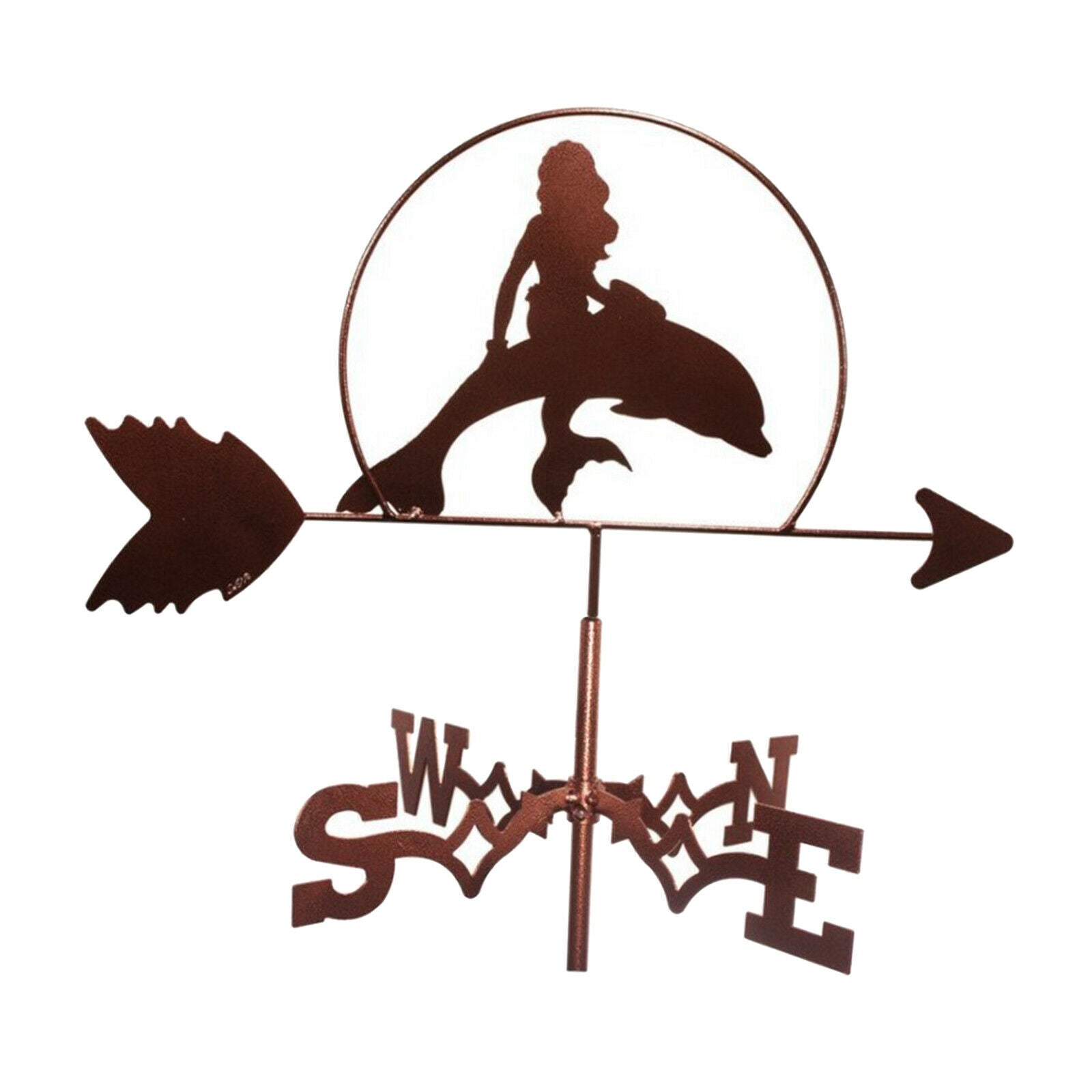 Stainless Steel Mermaid w/ Dolphin Weathervane Weather Vane Yard Farm Decors