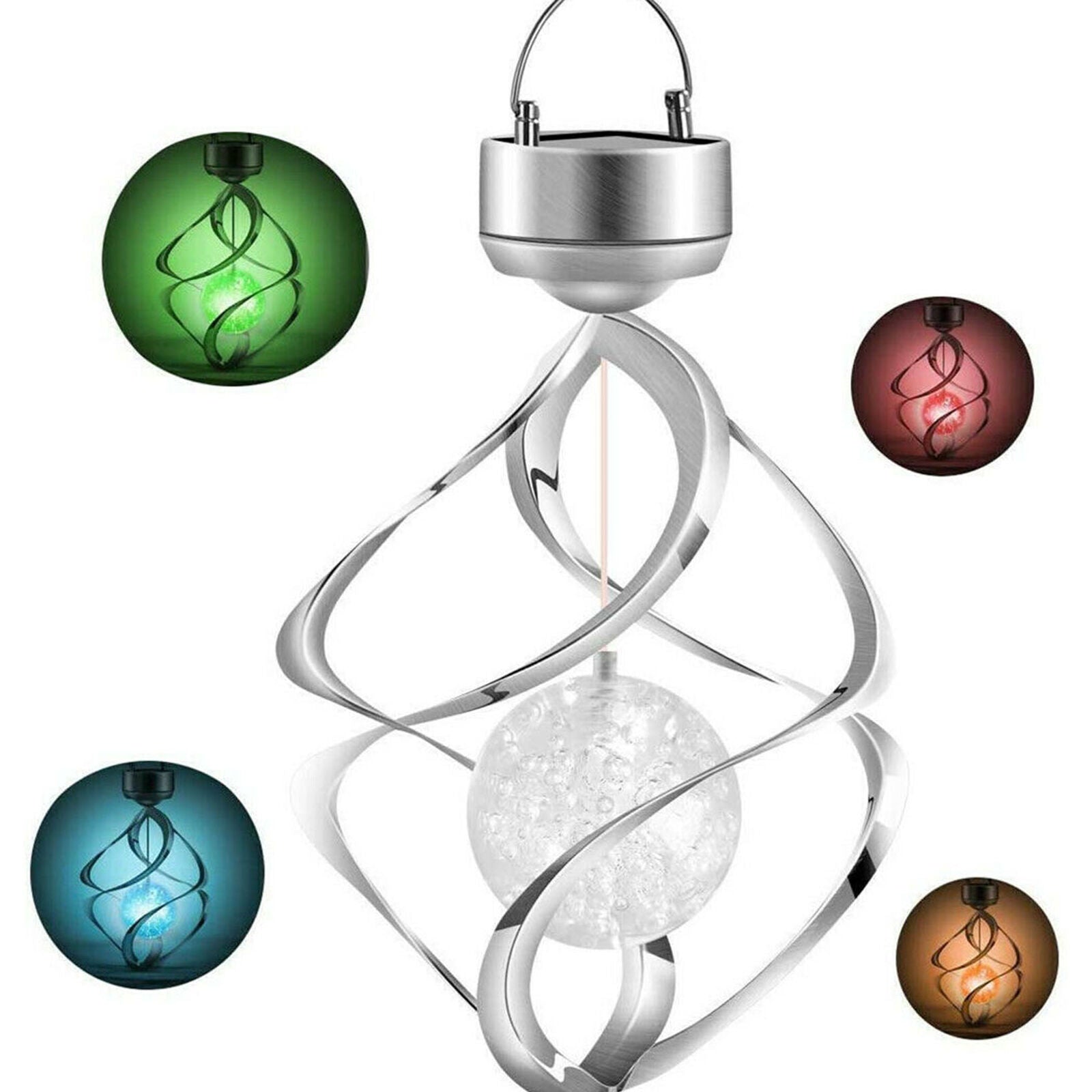 Solar LED Wind Spinner Color Changing Lamp Outdoor Hanging Wind Chime Light