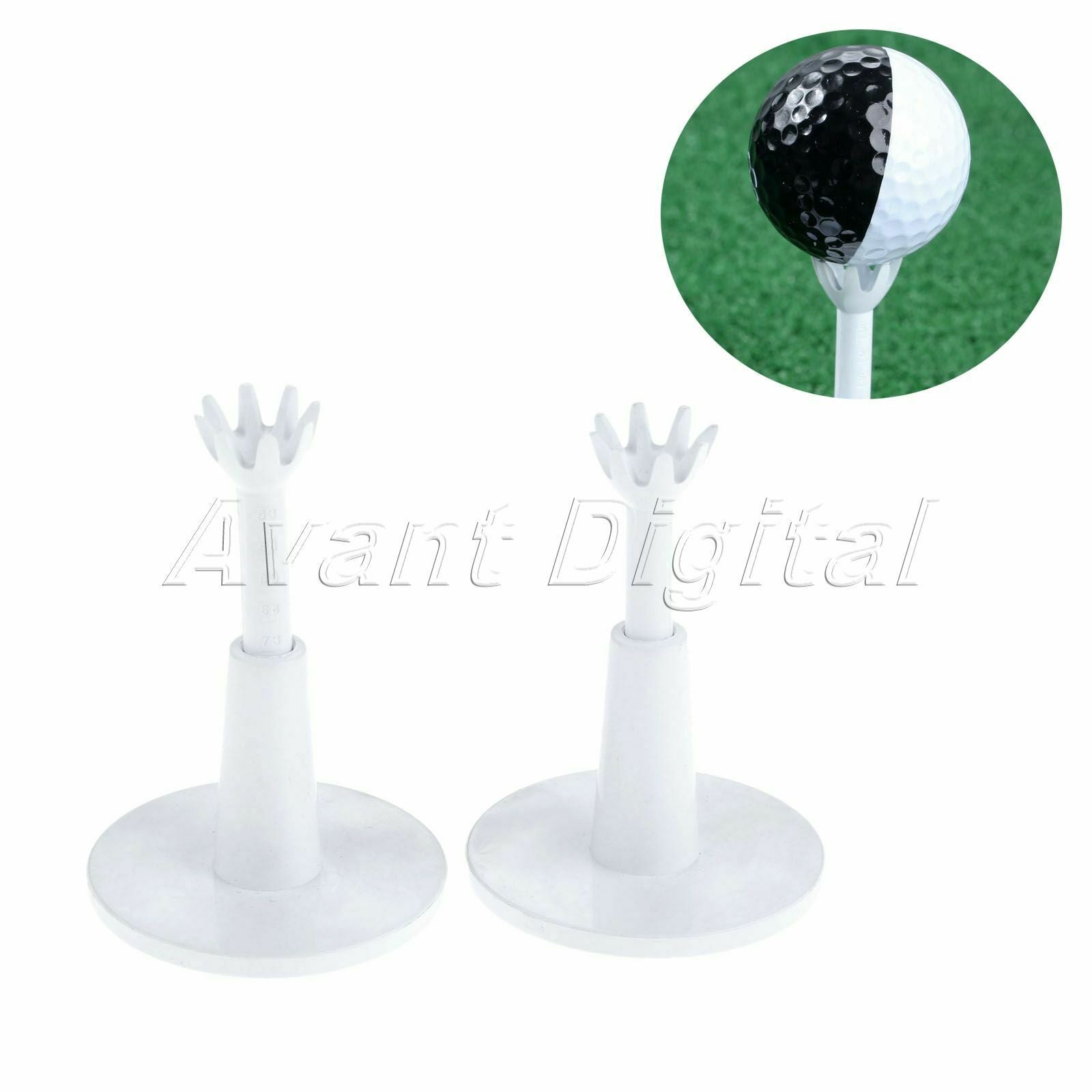 White Golf Adjustable Range Tees Cassette Golf Adjust Built-in Thread Screw 2Pcs