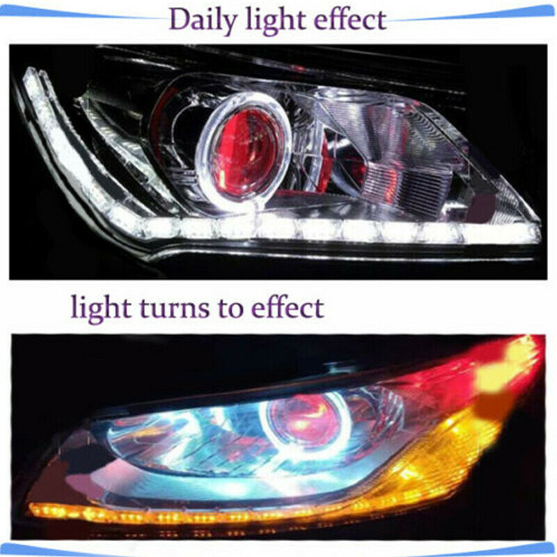 2x 12V Dual Color Tearful Eyes LED Turn Signal Daytime Running Light White Amber